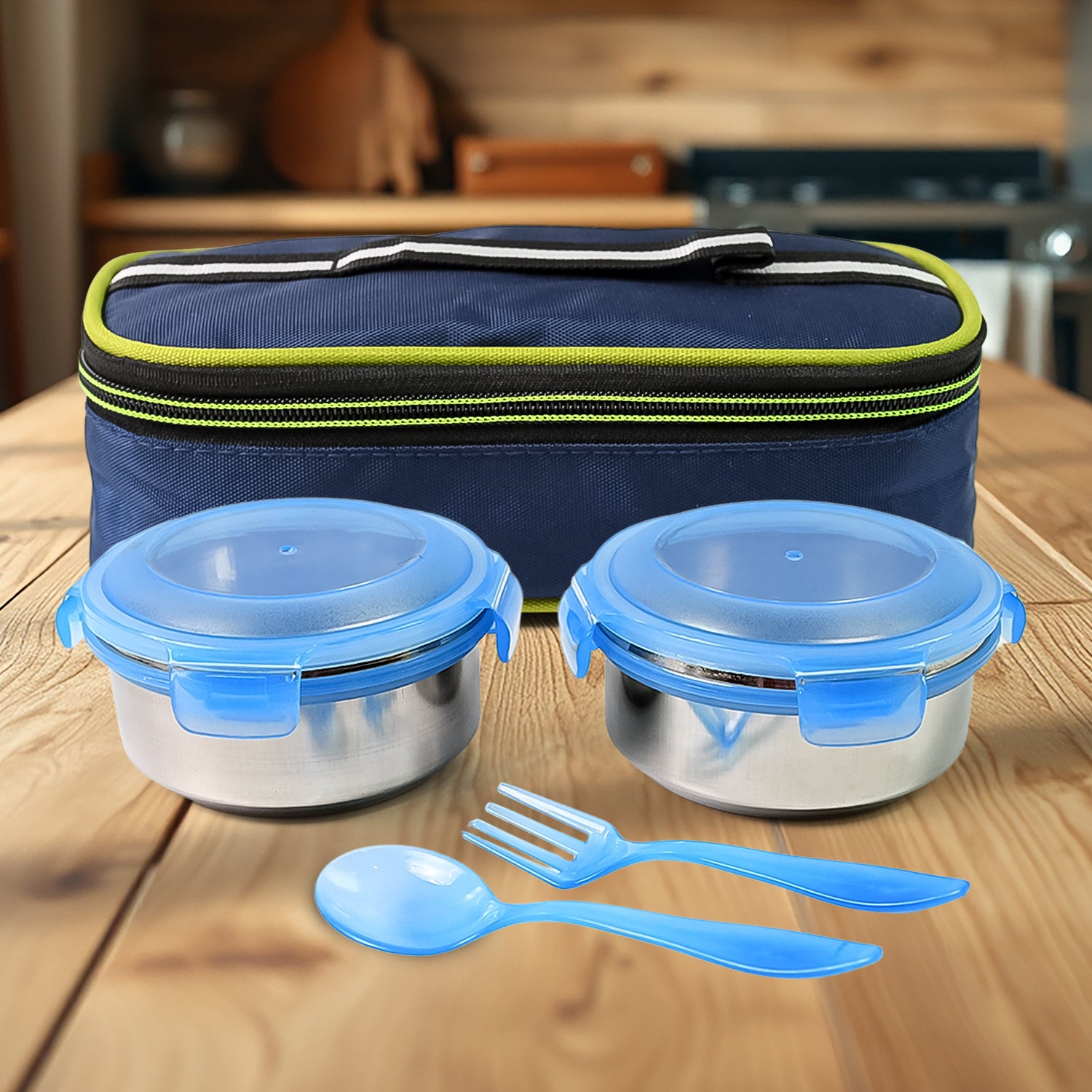 Bite Lunch Box With Insulated Fabric Lunch Bag  Plastic Spoon Fork Bite Lunch Box With Insulated Fabric Lunch Bag  Plastic Spoon Fork